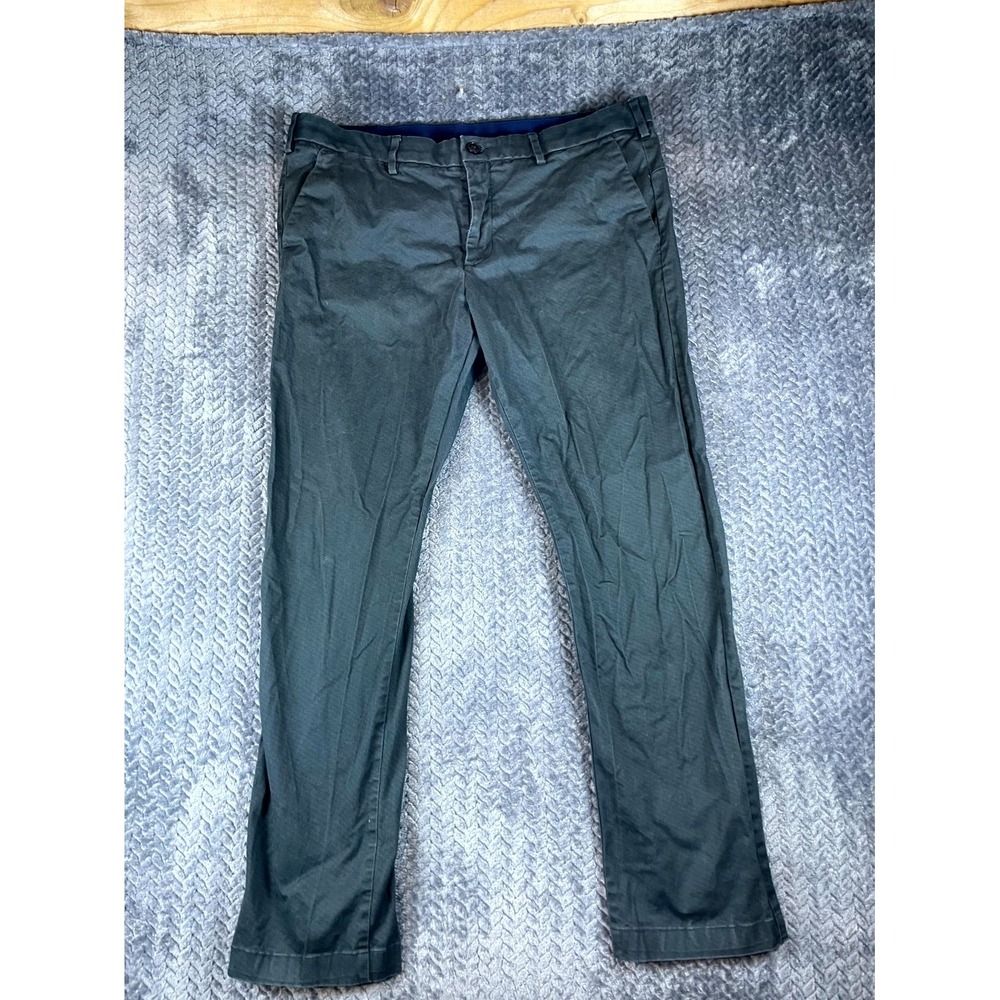 Allen Solly Pants Mens 36W Olive Green Super Slim Cotton Mid Rise Straight Leg
